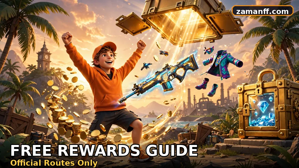 Gamer character celebrating free in-game rewards earned through official routes