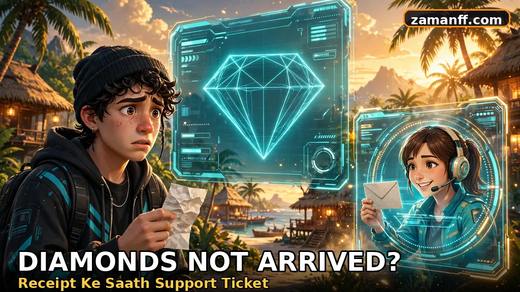 Player holding a receipt while a support agent helps with missing diamonds