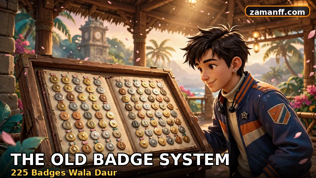Old medal booklet with rows of round badges from the 2018 pass era