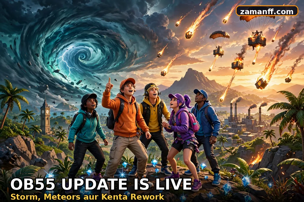 Squad watching OB55 random events storm and meteor airdrops over the island