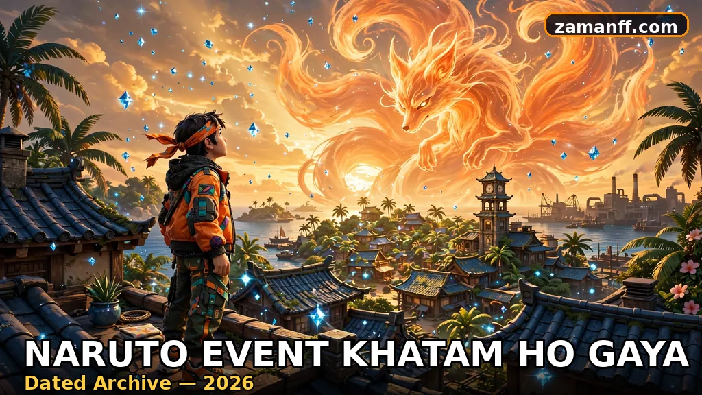 Ninja warrior in a hidden leaf village under a giant nine-tailed fox spirit