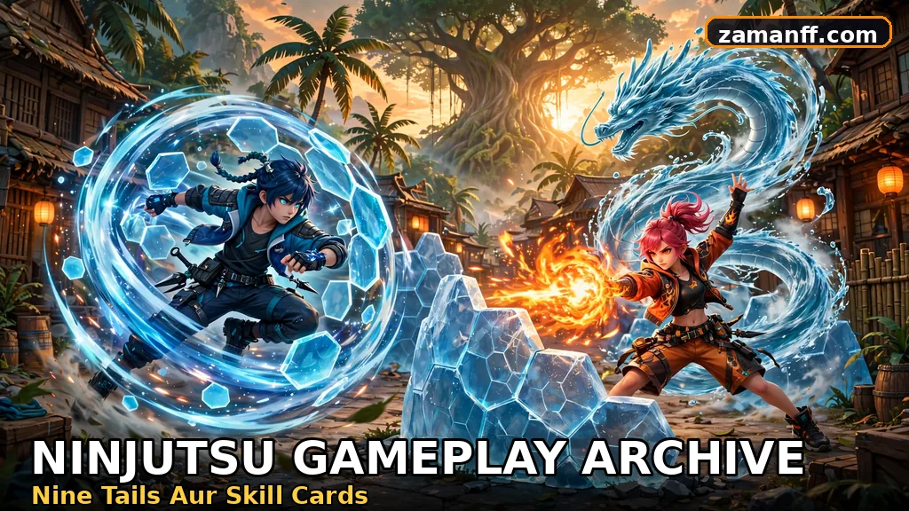 Warriors using ninjutsu energy skills in a village battle