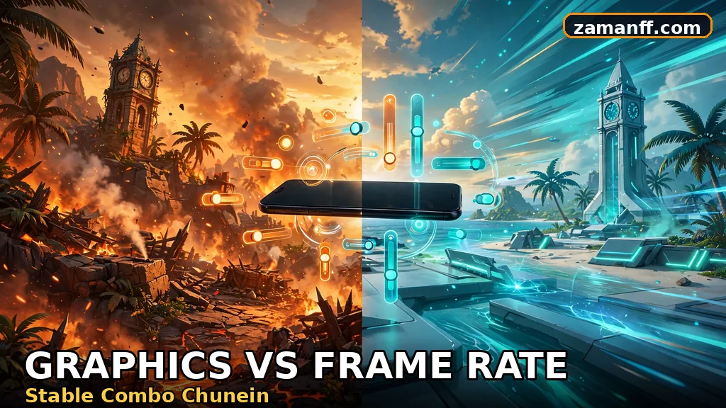 Smartphone between a hot heavy graphics scene and a cool smooth gameplay scene