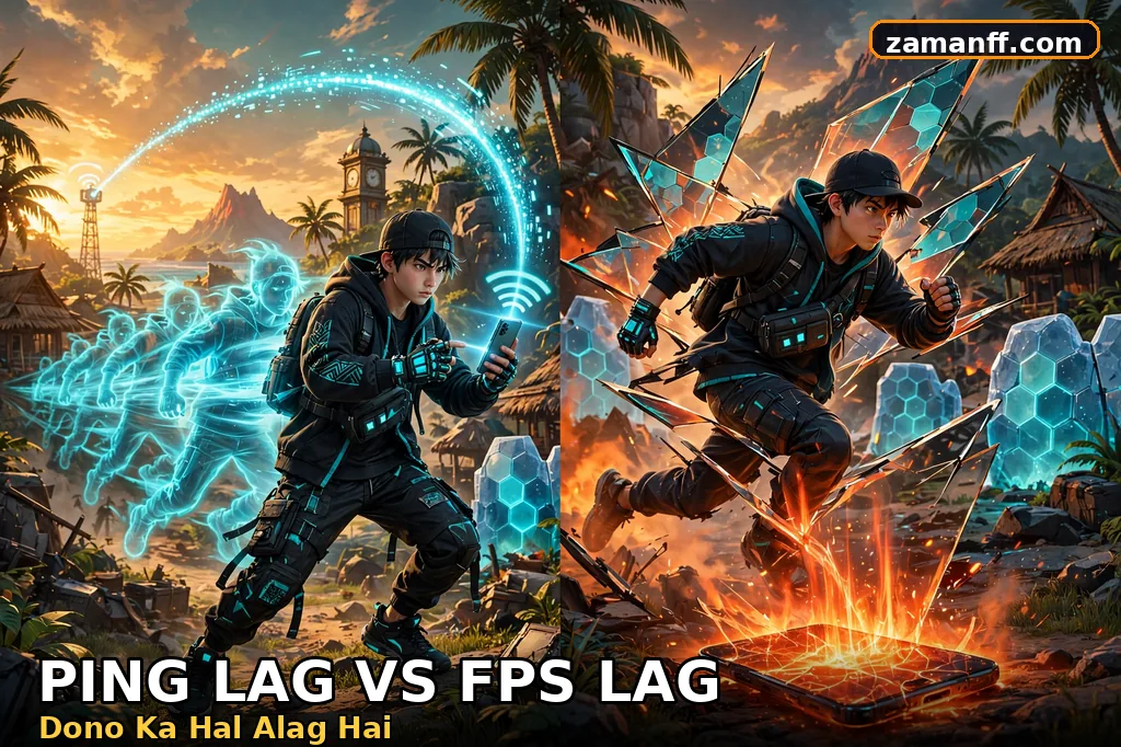 Ping lag versus FPS lag shown as a split scene