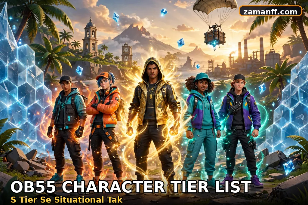 Top ranked original heroes in streetwear posing on a tropical island battlefield at golden hour