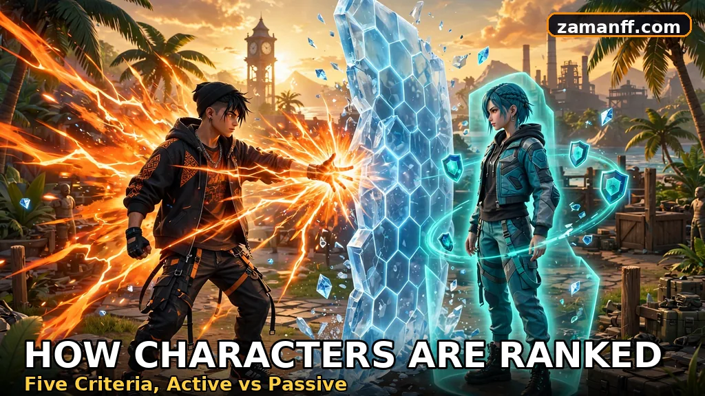 Hero using a burst energy ability beside a hero with an always-on aura