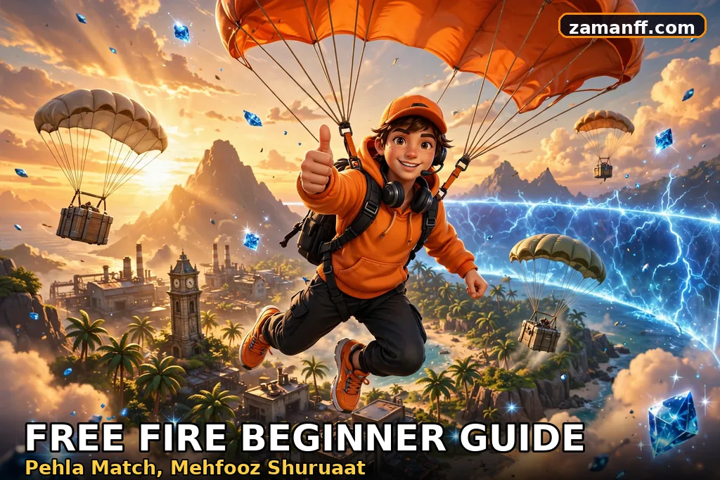 New player parachuting onto a battle royale island
